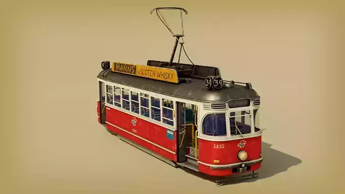 Tram Stylized Low-poly 3D model