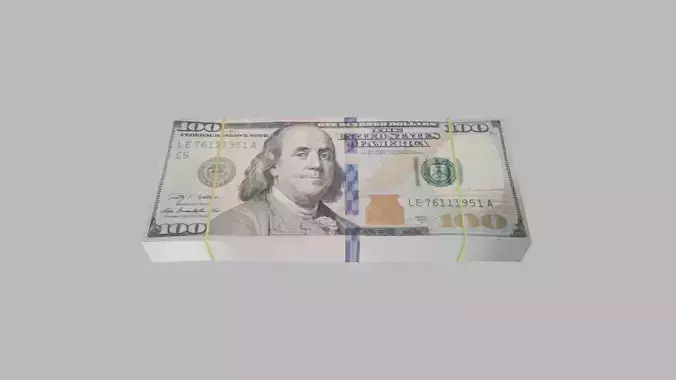 100 Dollar Bill Stack  Low-poly 3D model