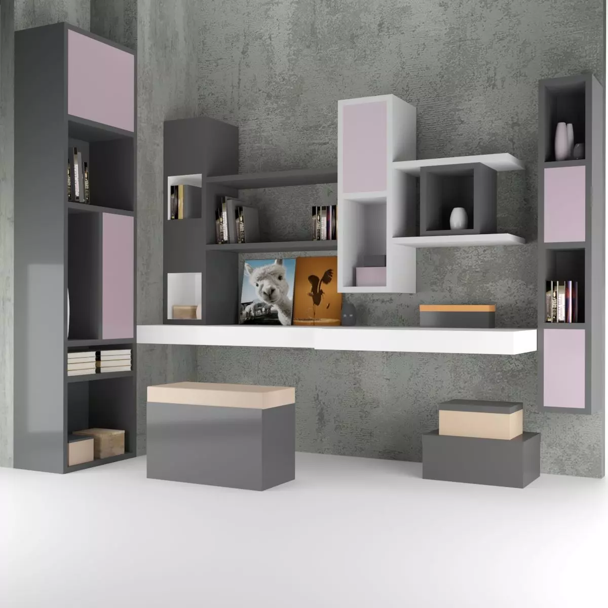 bookshelf home office furniture 3D model
