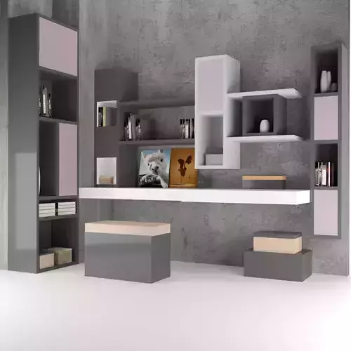 bookshelf home office furniture 3D model