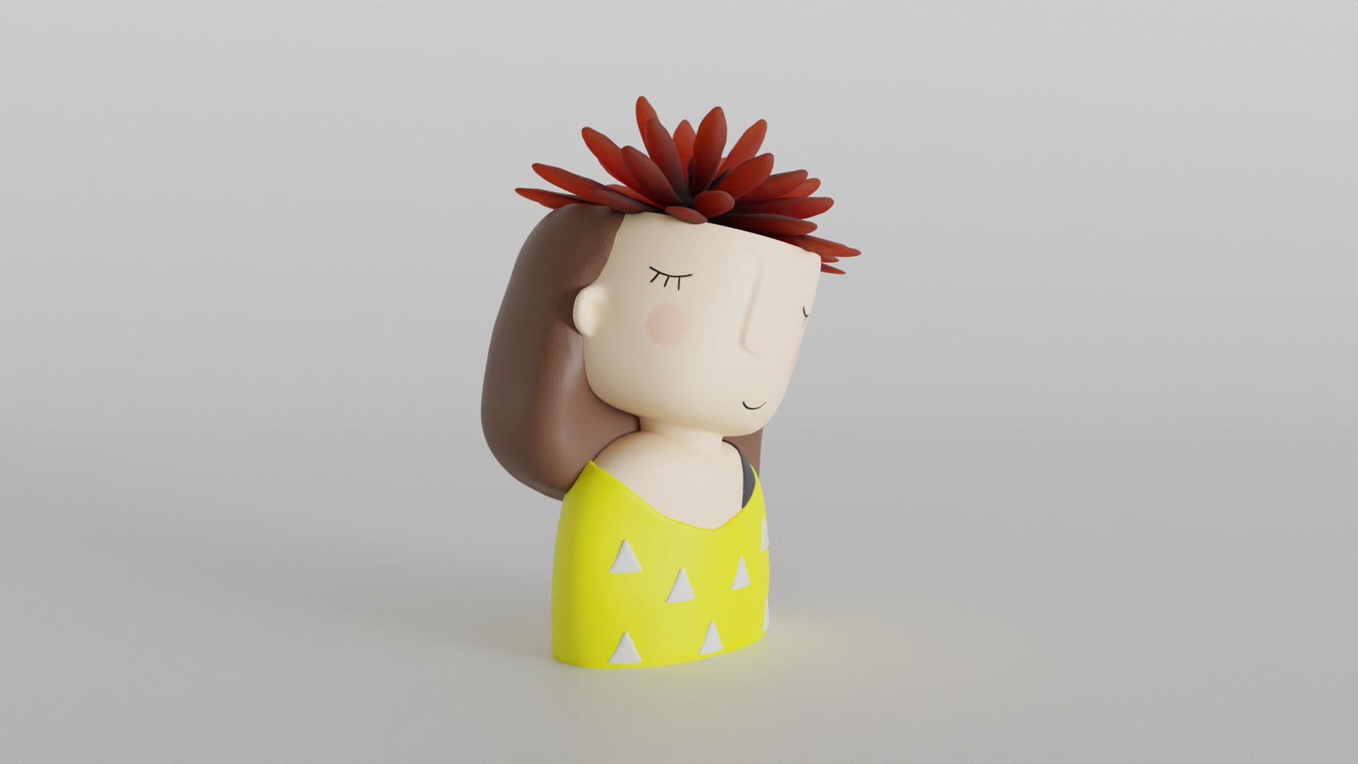 Charming Girl Planter 3D print model_1