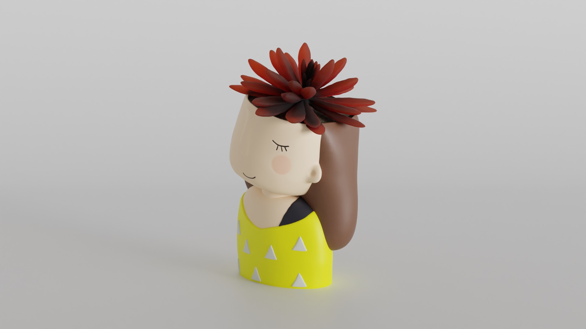 Charming Girl Planter 3D print model_7