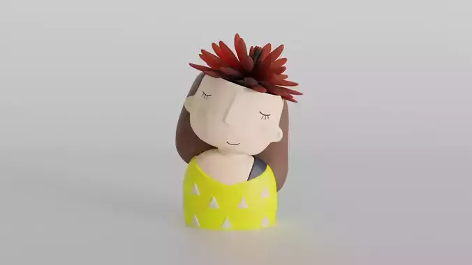 Charming Girl Planter 3D print model
