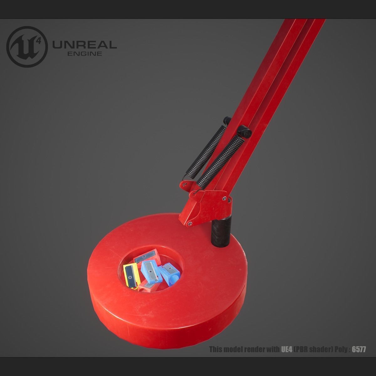 Hi tech lamp Low-poly 3D model_7