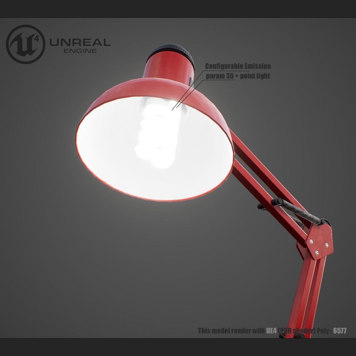 Hi tech lamp Low-poly 3D model_9