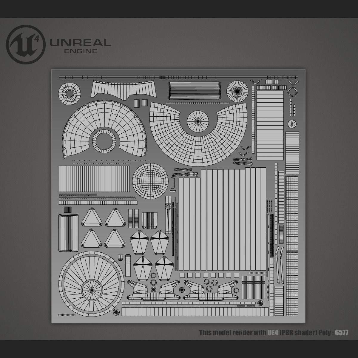 Hi tech lamp Low-poly 3D model_12