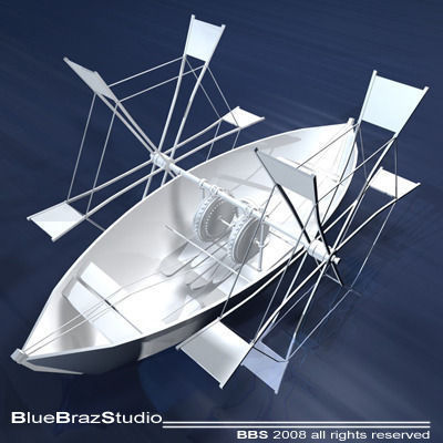 Leonardo boat with shovels 3D model_5
