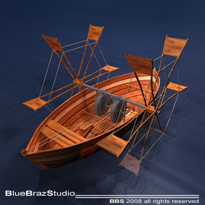 Leonardo boat with shovels 3D model_2