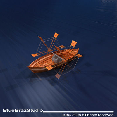 Leonardo boat with shovels 3D model_4