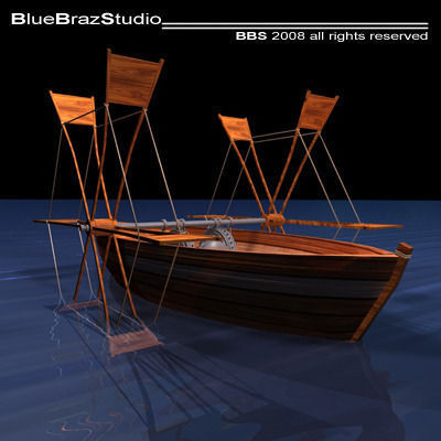 Leonardo boat with shovels 3D model_1