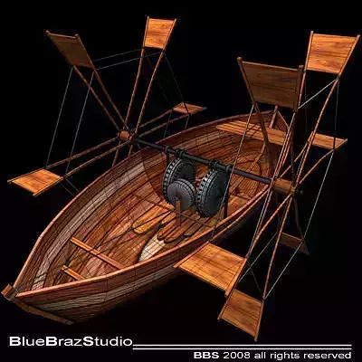 Leonardo boat with shovels