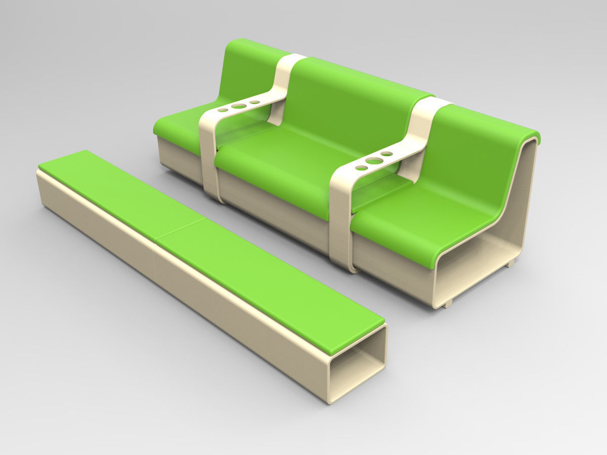 Minicinema extensible sofa and stools 3D model_2