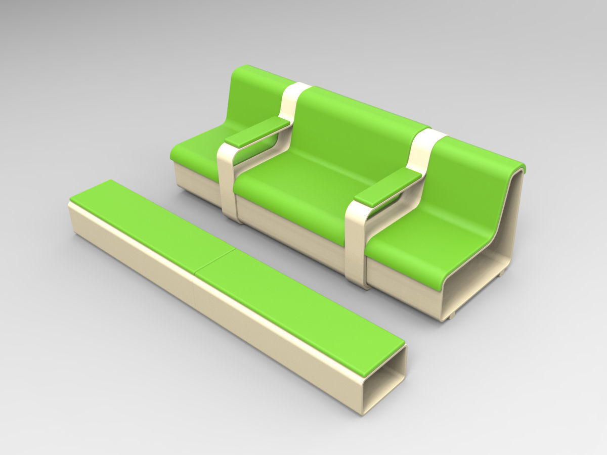 Minicinema extensible sofa and stools 3D model_1