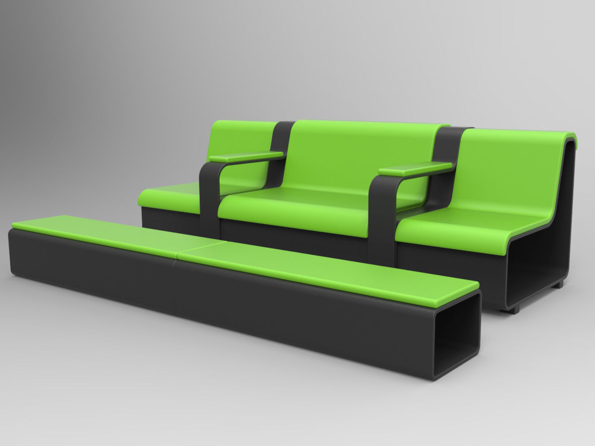 Minicinema extensible sofa and stools 3D model_4