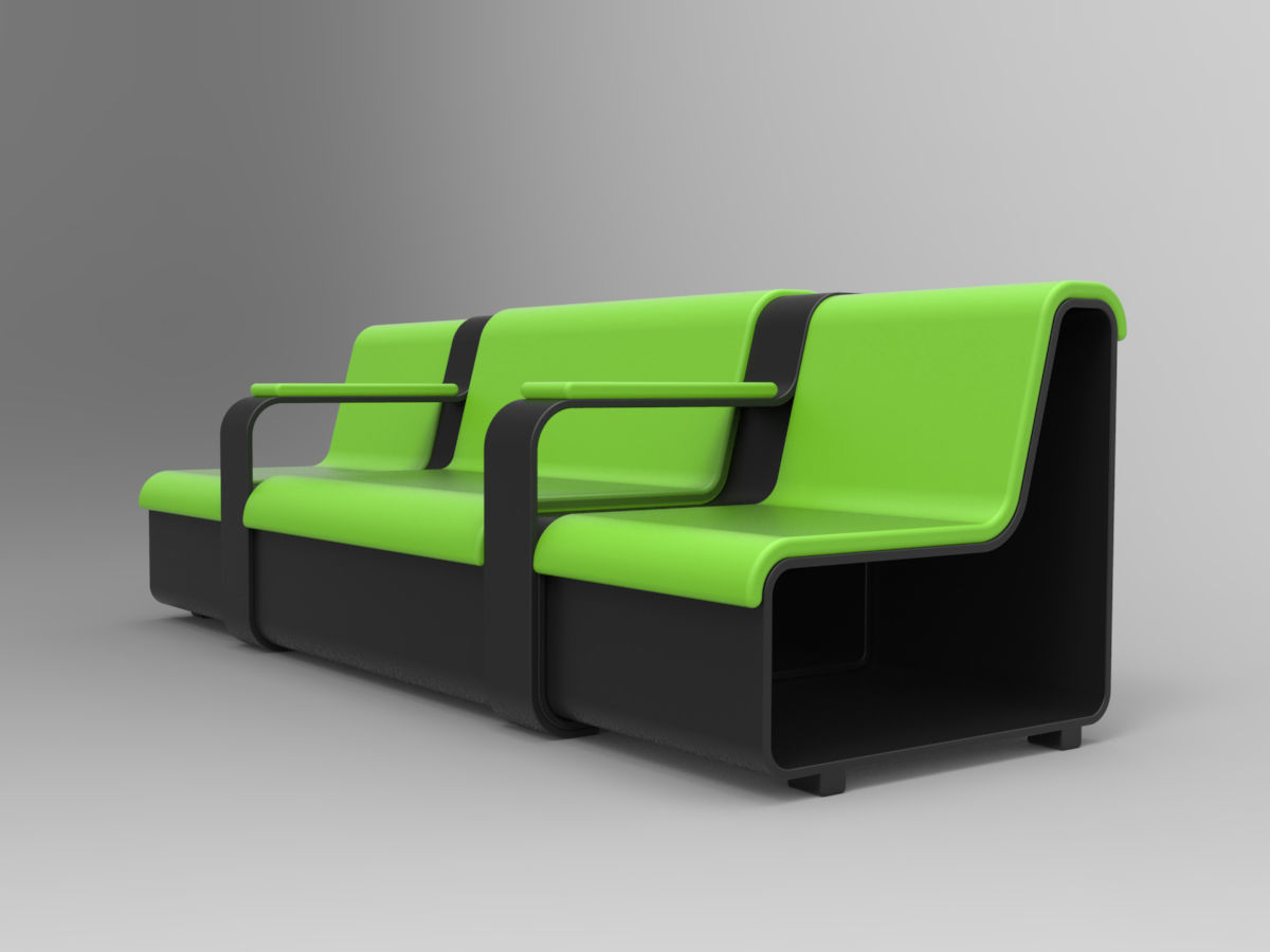 Minicinema extensible sofa and stools 3D model_3