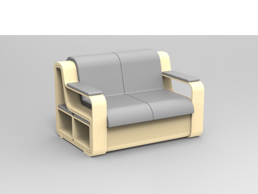 Minicinema extensible sofa and stools 3D model_11