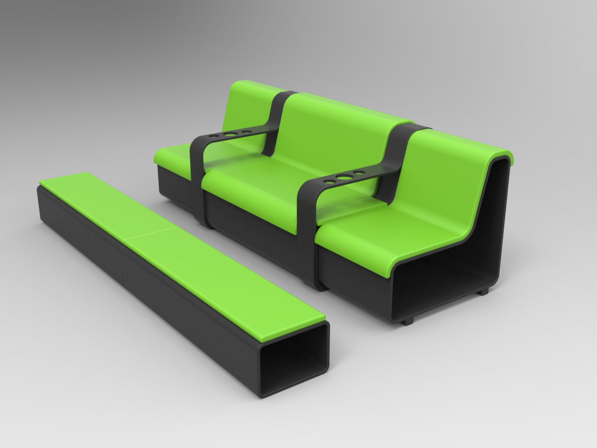 Minicinema extensible sofa and stools 3D model_6