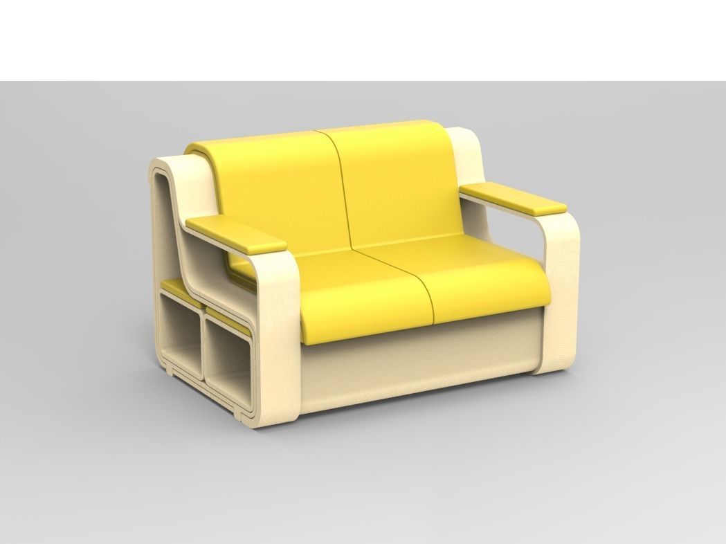 Minicinema extensible sofa and stools 3D model_5