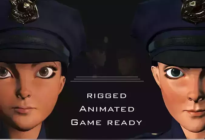 Police Characters for cartoon 3D Model Collection