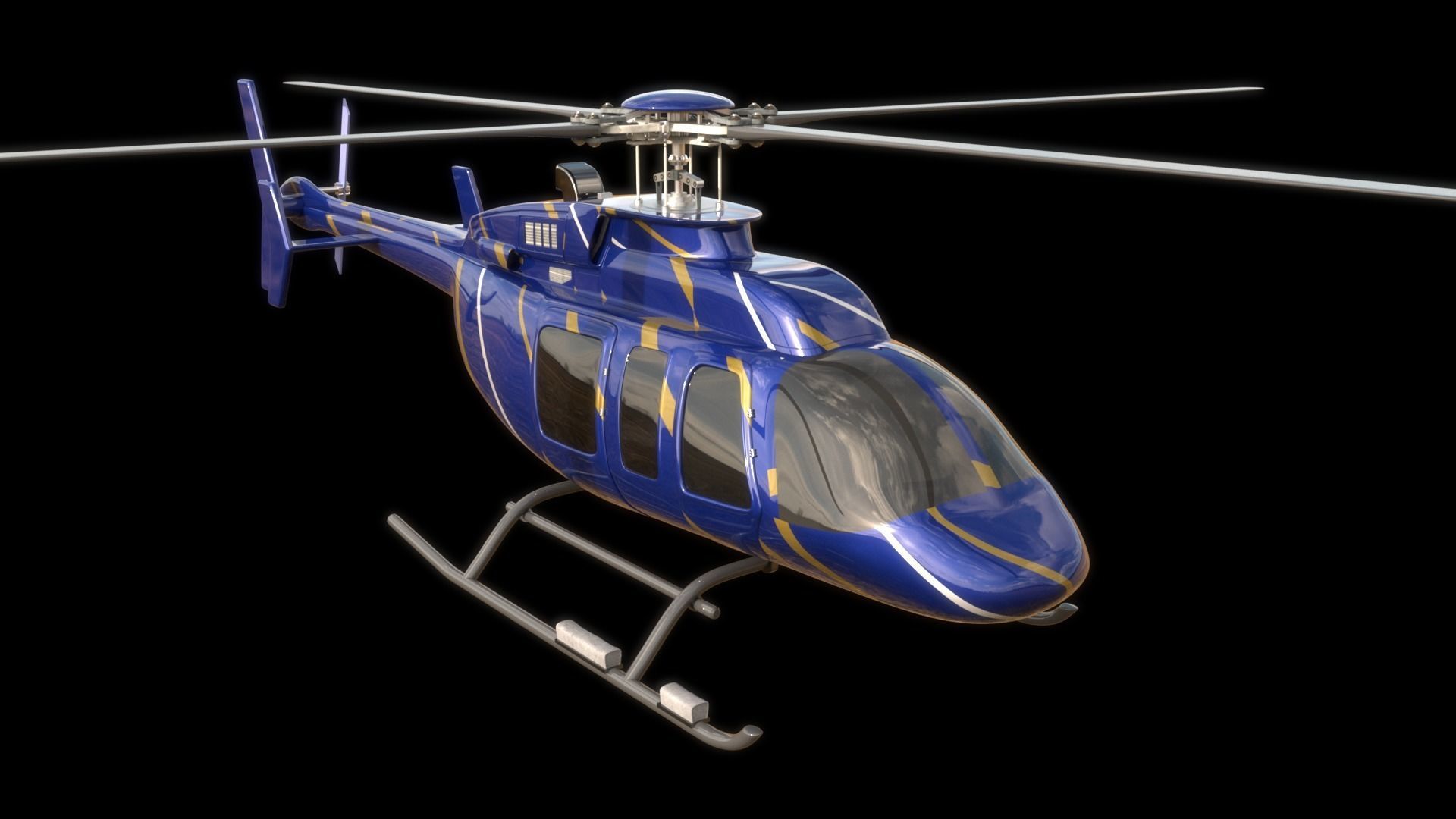 Helicopter - Bell Chopper - Exterior and Interior  3D model_7