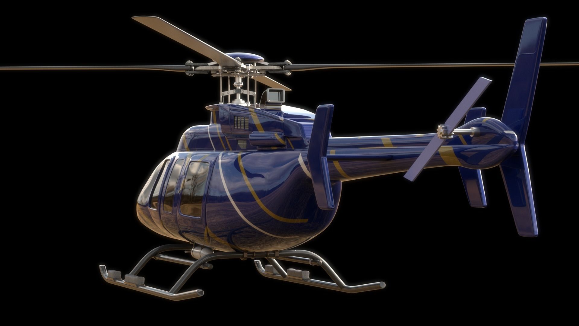 Helicopter - Bell Chopper - Exterior and Interior  3D model_3