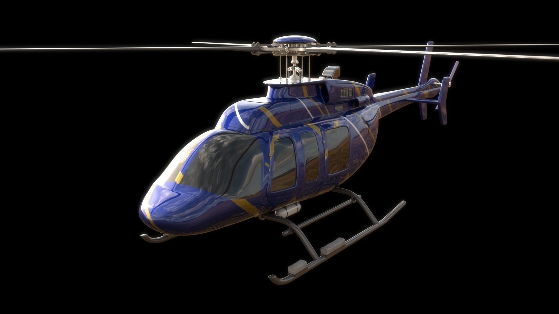 Helicopter - Bell Chopper - Exterior and Interior  3D model_6