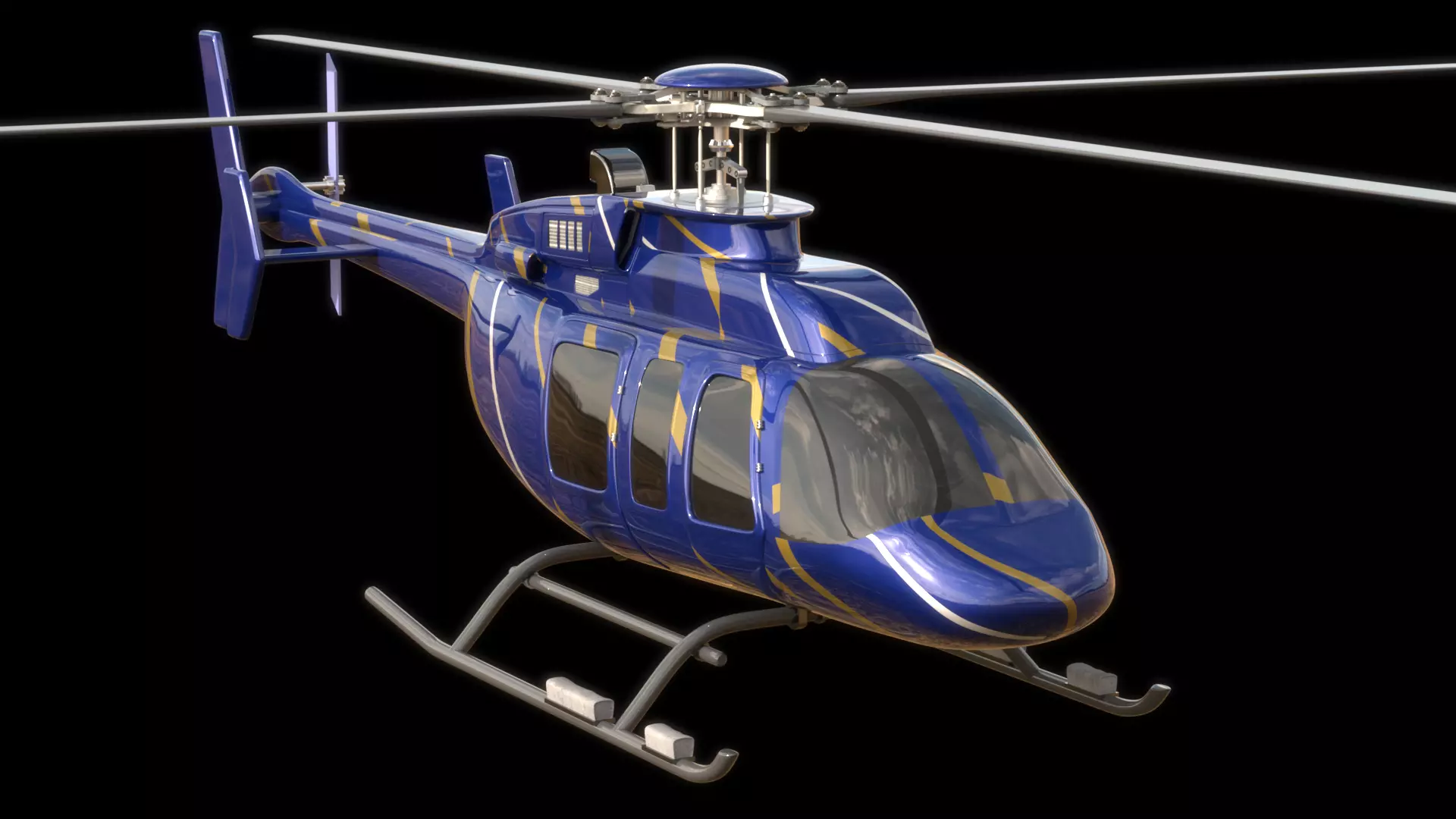 Helicopter - Bell Chopper - Exterior and Interior  3D model_0