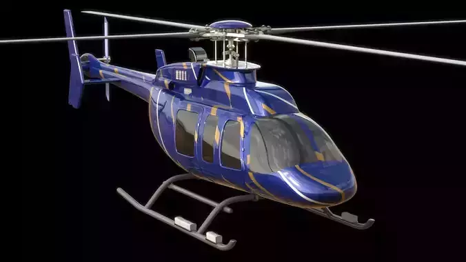 Helicopter - Bell Chopper - Exterior and Interior  3D model