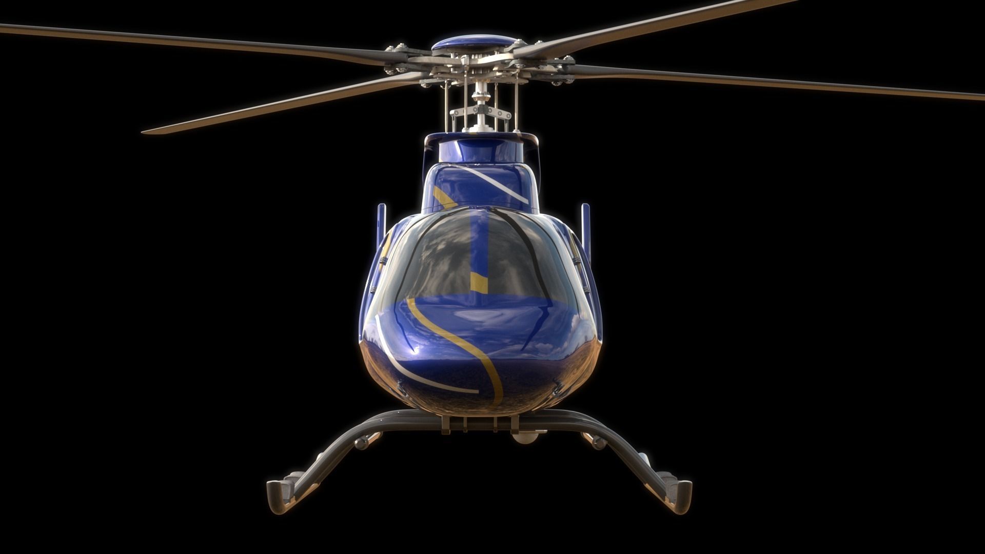 Helicopter - Bell Chopper - Exterior and Interior  3D model_4