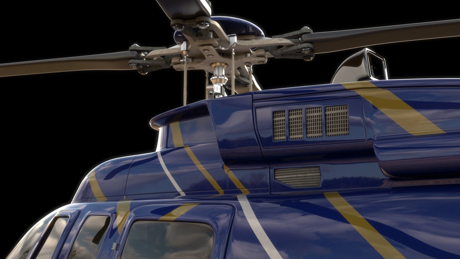 Helicopter - Bell Chopper - Exterior and Interior  3D model_2