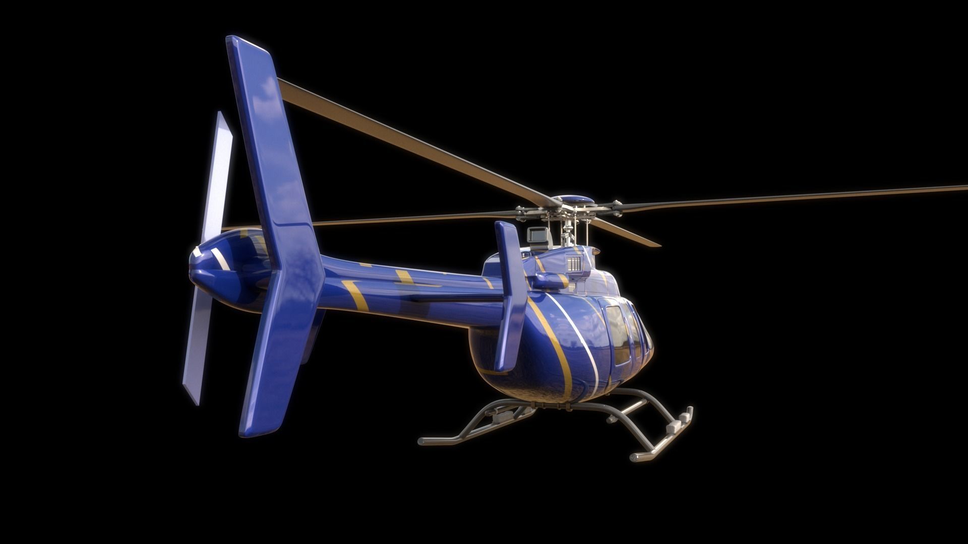 Helicopter - Bell Chopper - Exterior and Interior  3D model_5