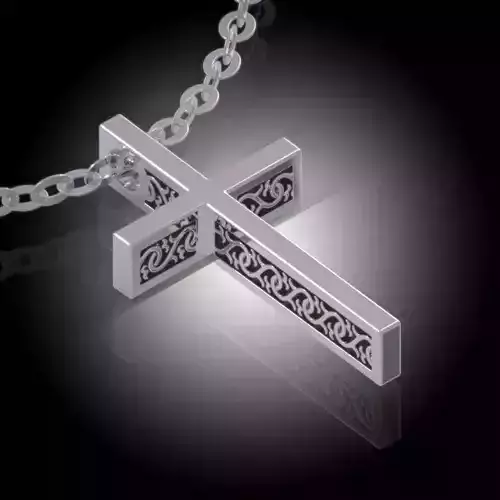 Stylish Mens Sterling Silver Cross Pendant Beauty- Clasp