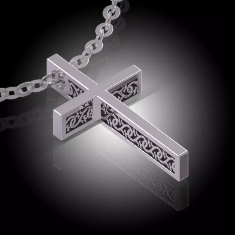 Stylish Mens Sterling Silver Cross Pendant Beauty- Clasp 3D print model