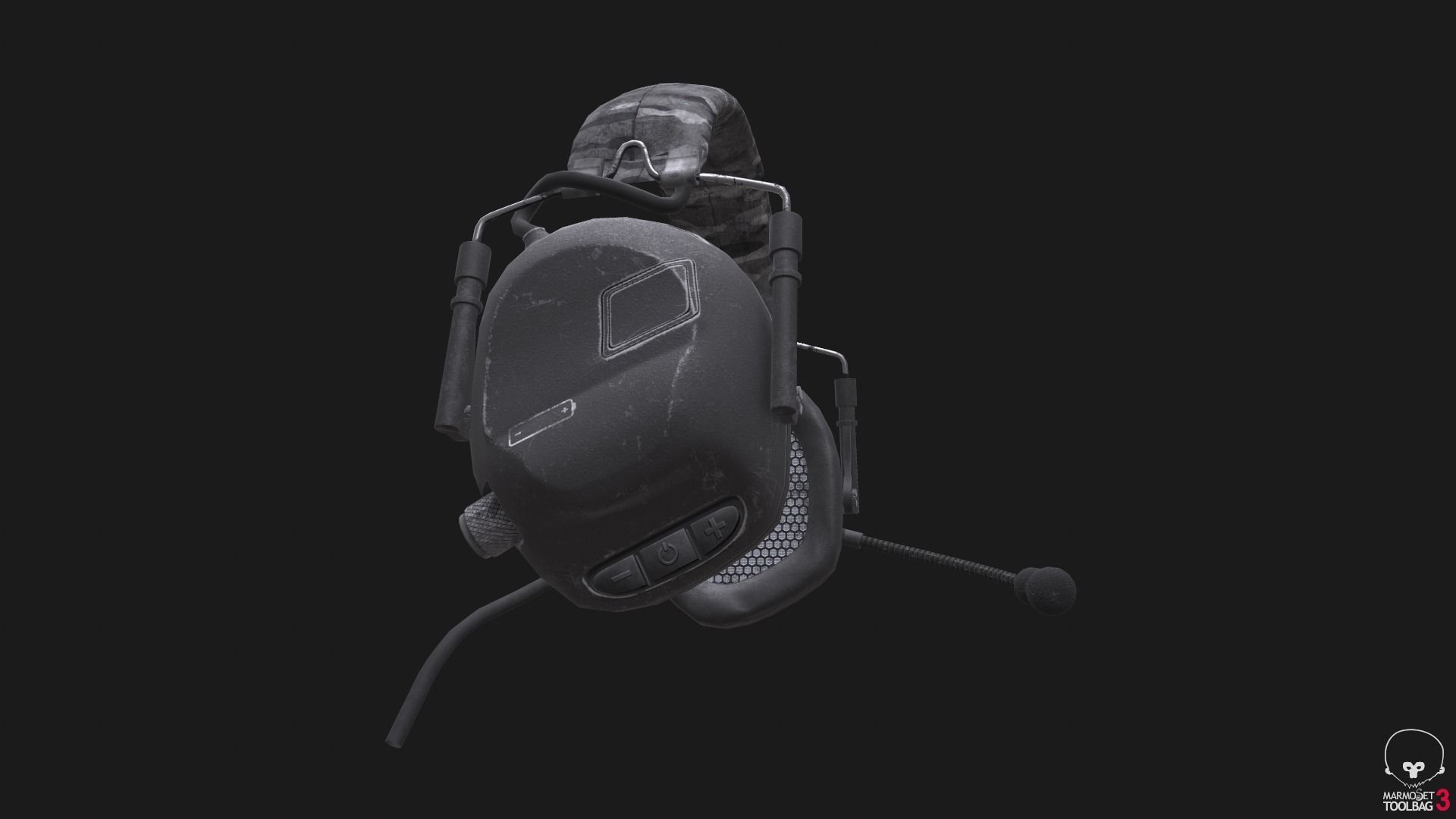 Headset Low-Poly on mannequin head Low-poly 3D model_3