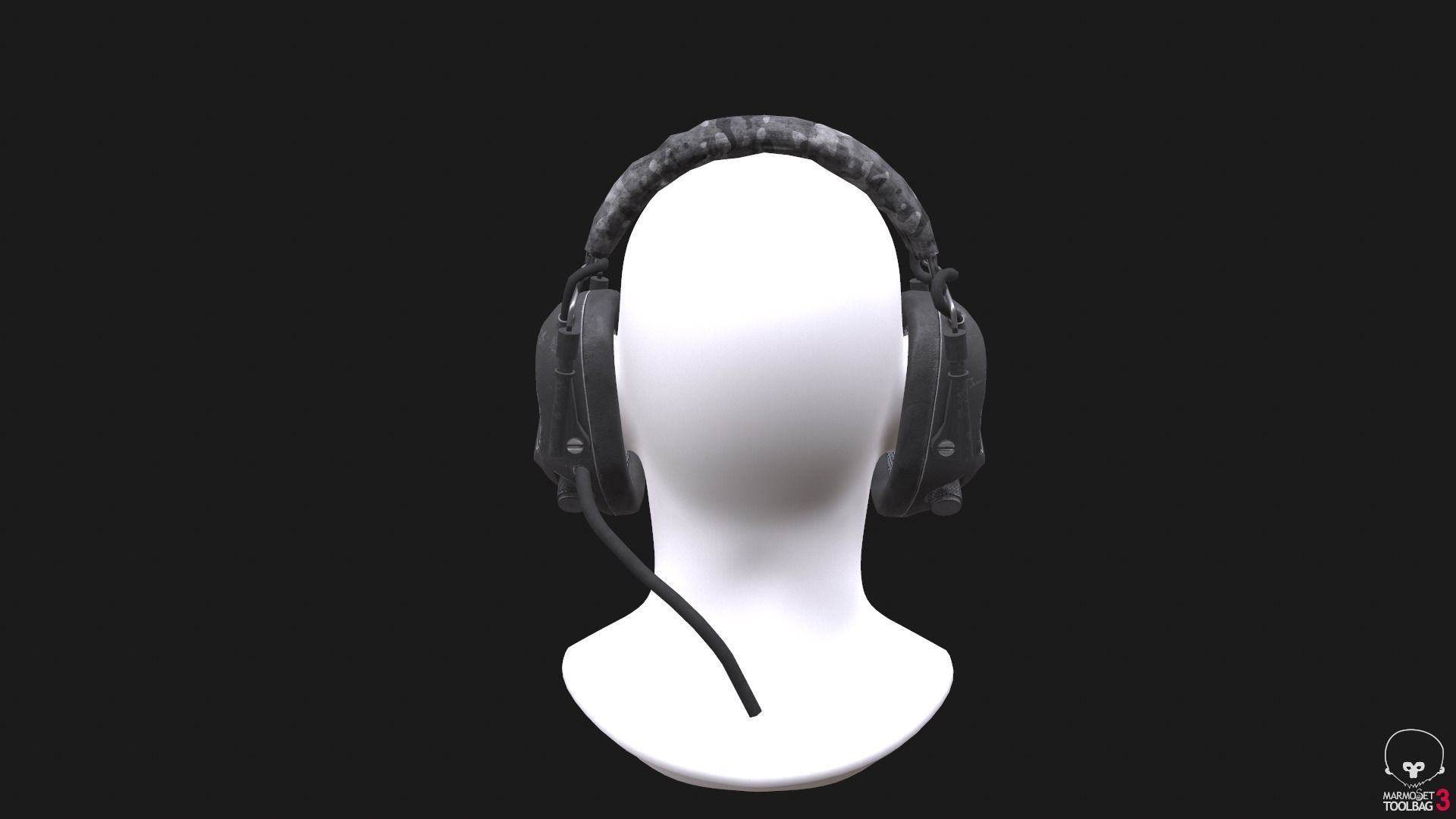 Headset Low-Poly on mannequin head Low-poly 3D model_6