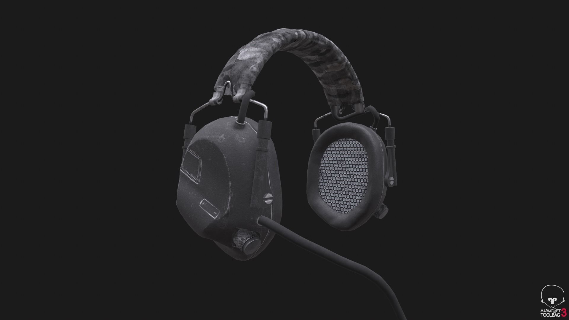 Headset Low-Poly on mannequin head Low-poly 3D model_2