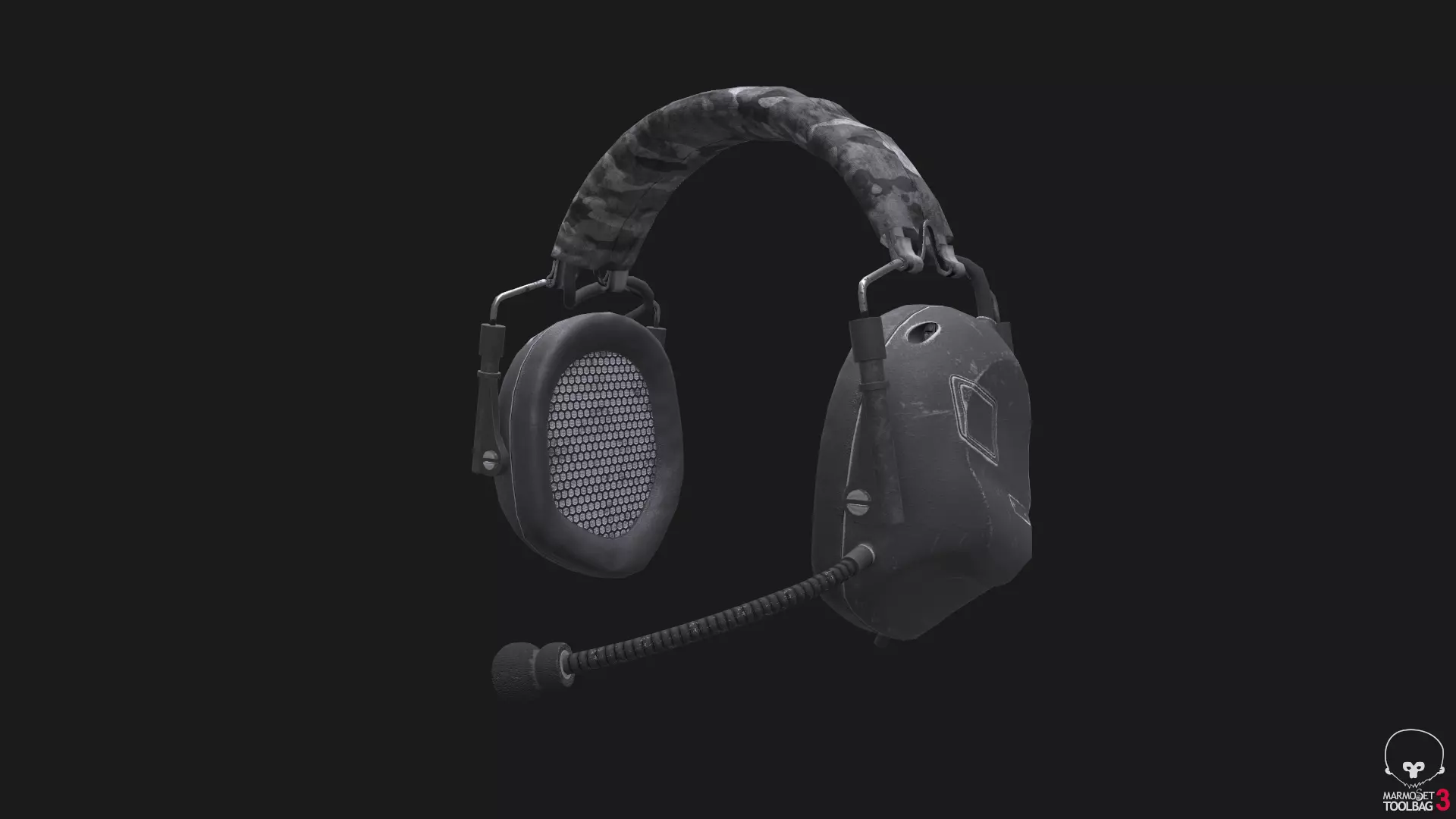Headset Low-Poly on mannequin head Low-poly 3D model_0
