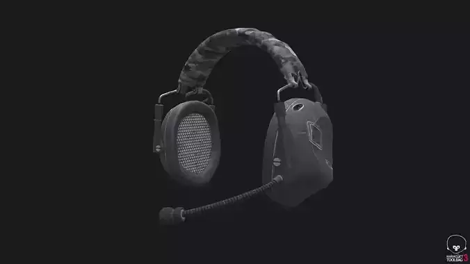 Headset Low-Poly on mannequin head Low-poly 3D model