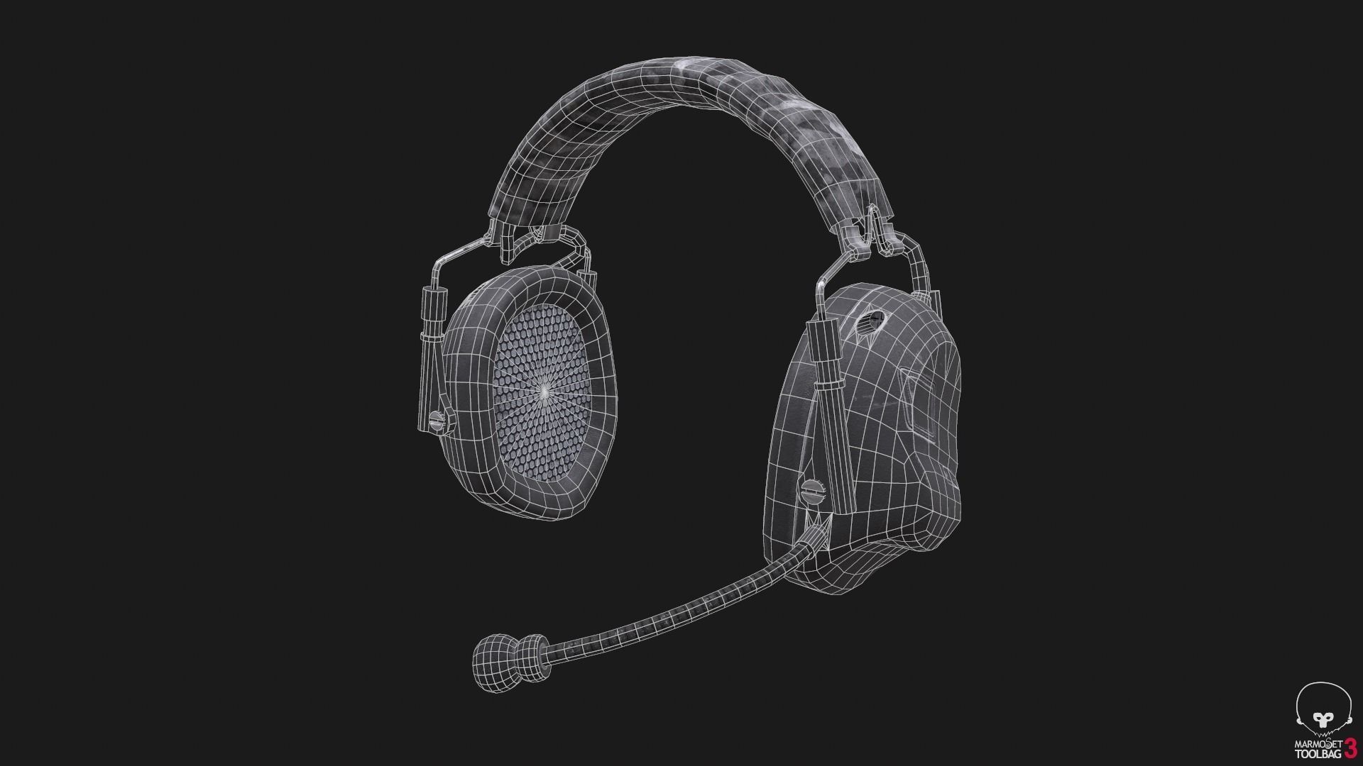 Headset Low-Poly on mannequin head Low-poly 3D model_4