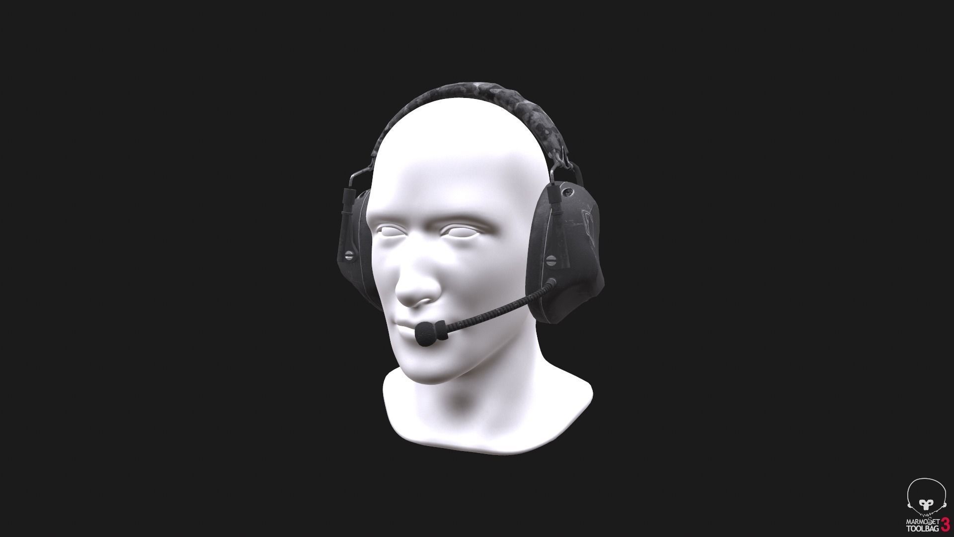 Headset Low-Poly on mannequin head Low-poly 3D model_5