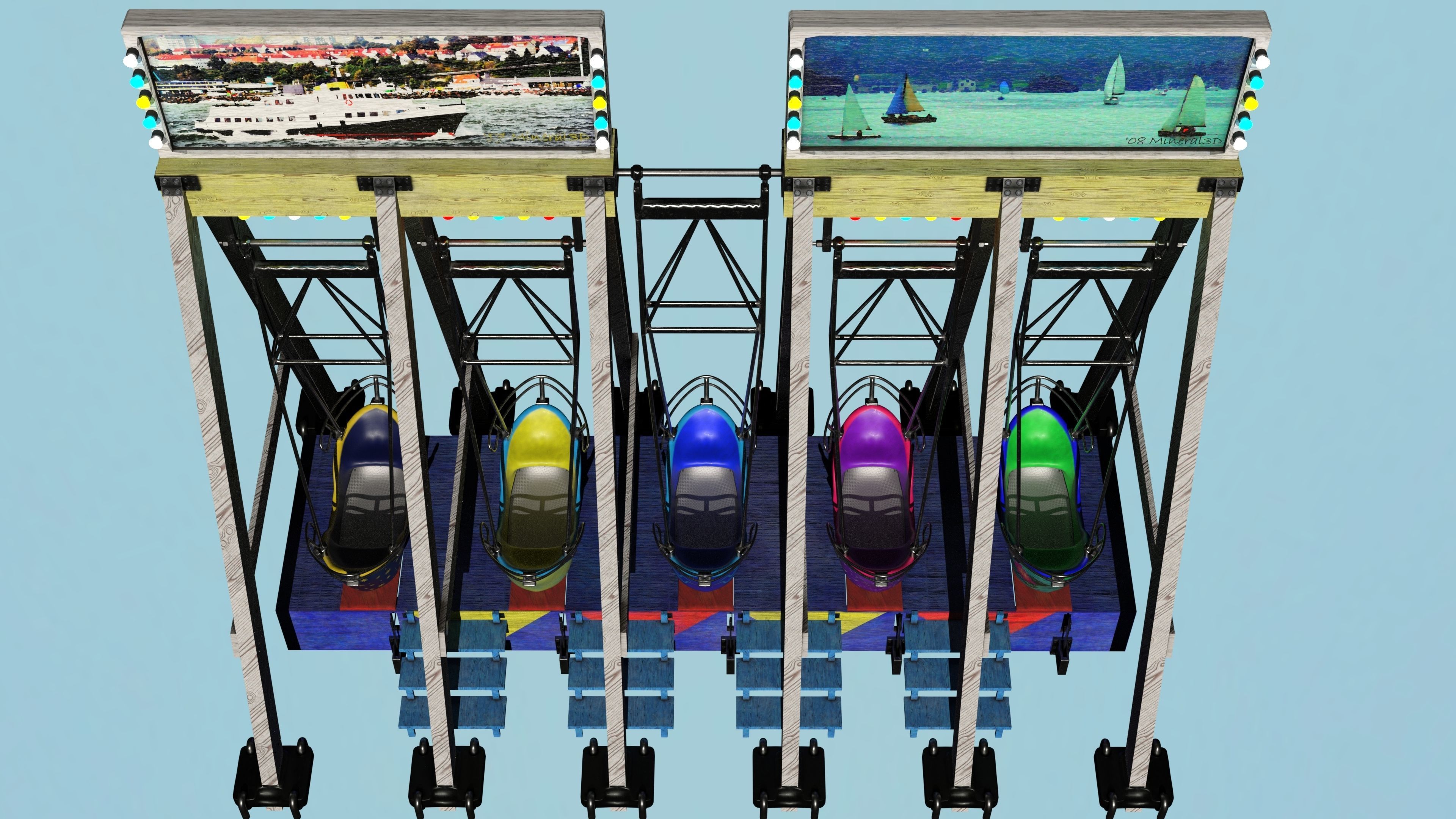 Swingboats crane with basket 3D model_4