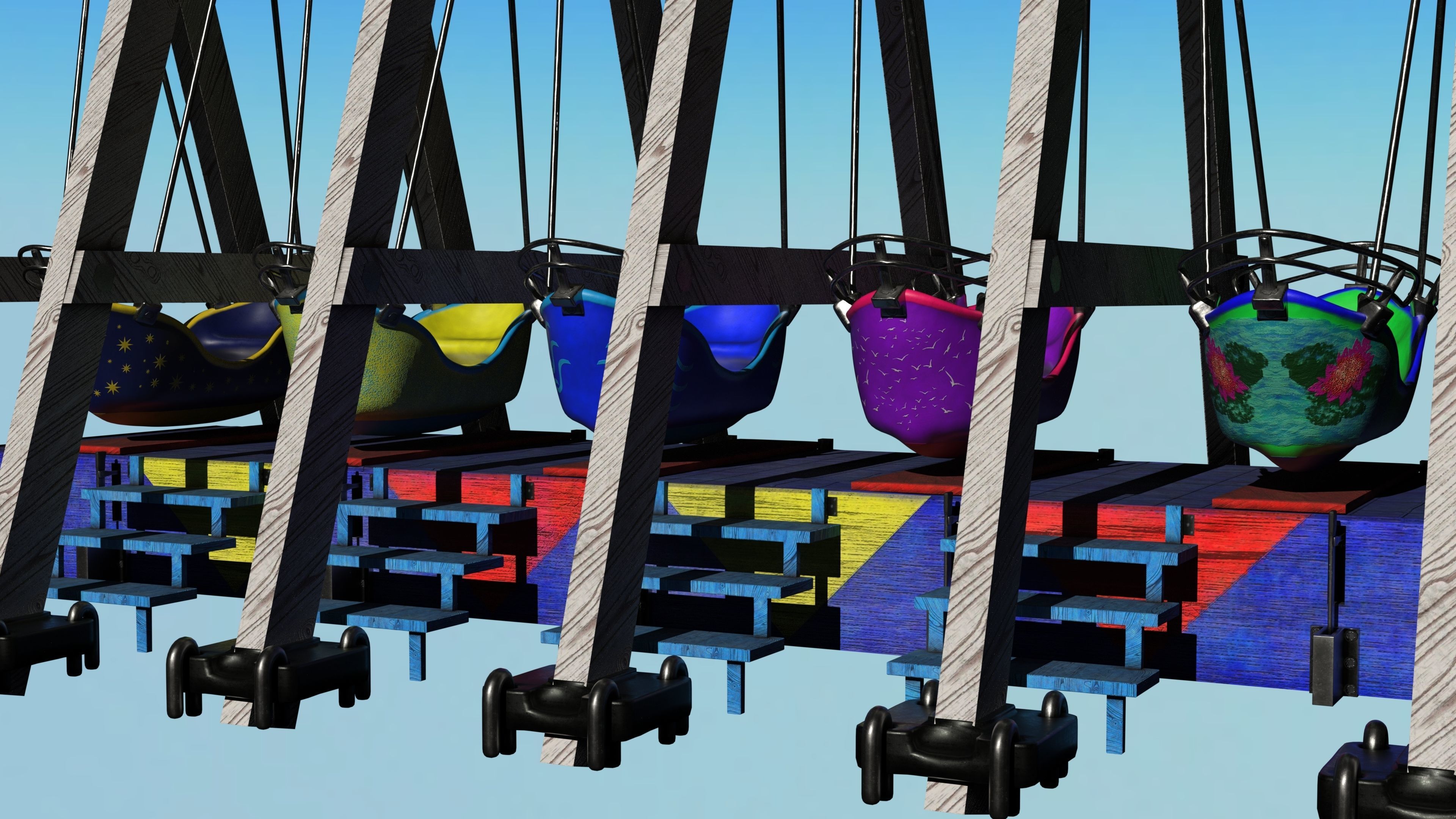 Swingboats crane with basket 3D model_6