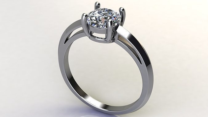6 mm Round Diamond Engagement Ring 3D print model