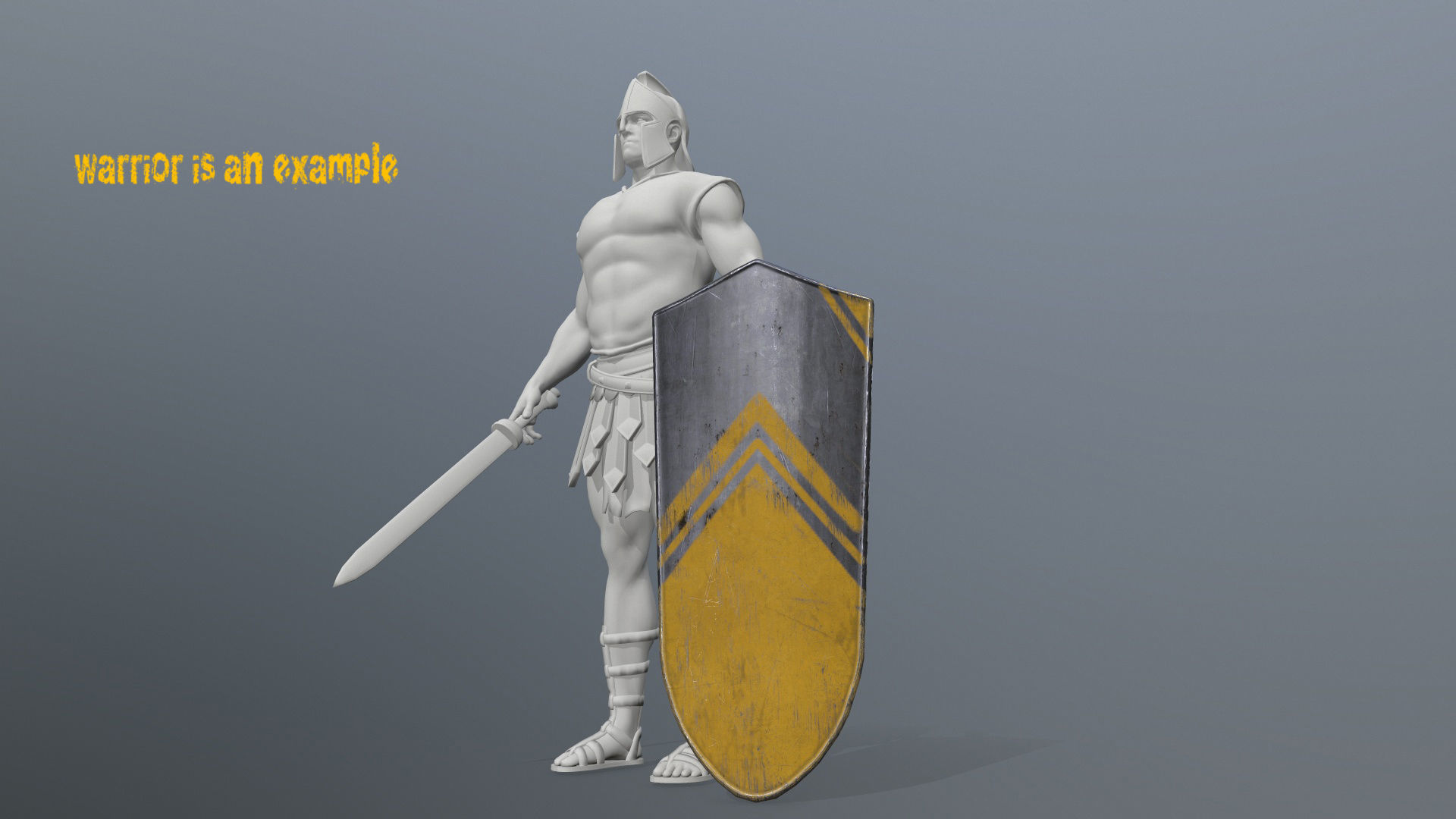 shield set 4 roman soldier holding and sword Low-poly 3D model_14