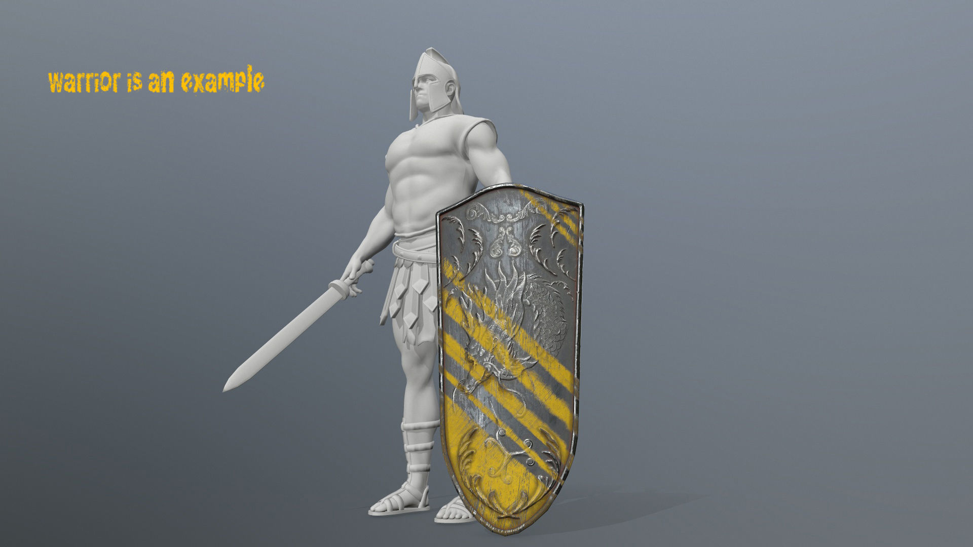 shield set 4 roman soldier holding and sword Low-poly 3D model_16