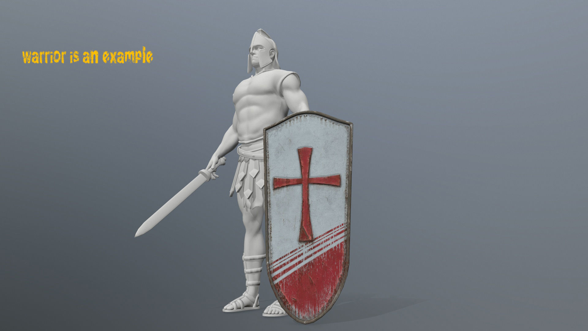 shield set 4 roman soldier holding and sword Low-poly 3D model_10