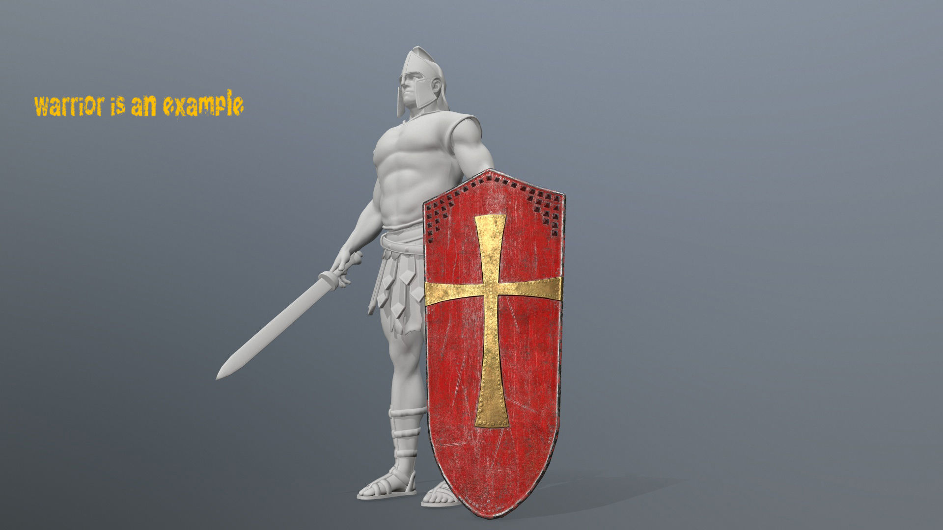 shield set 4 roman soldier holding and sword Low-poly 3D model_12