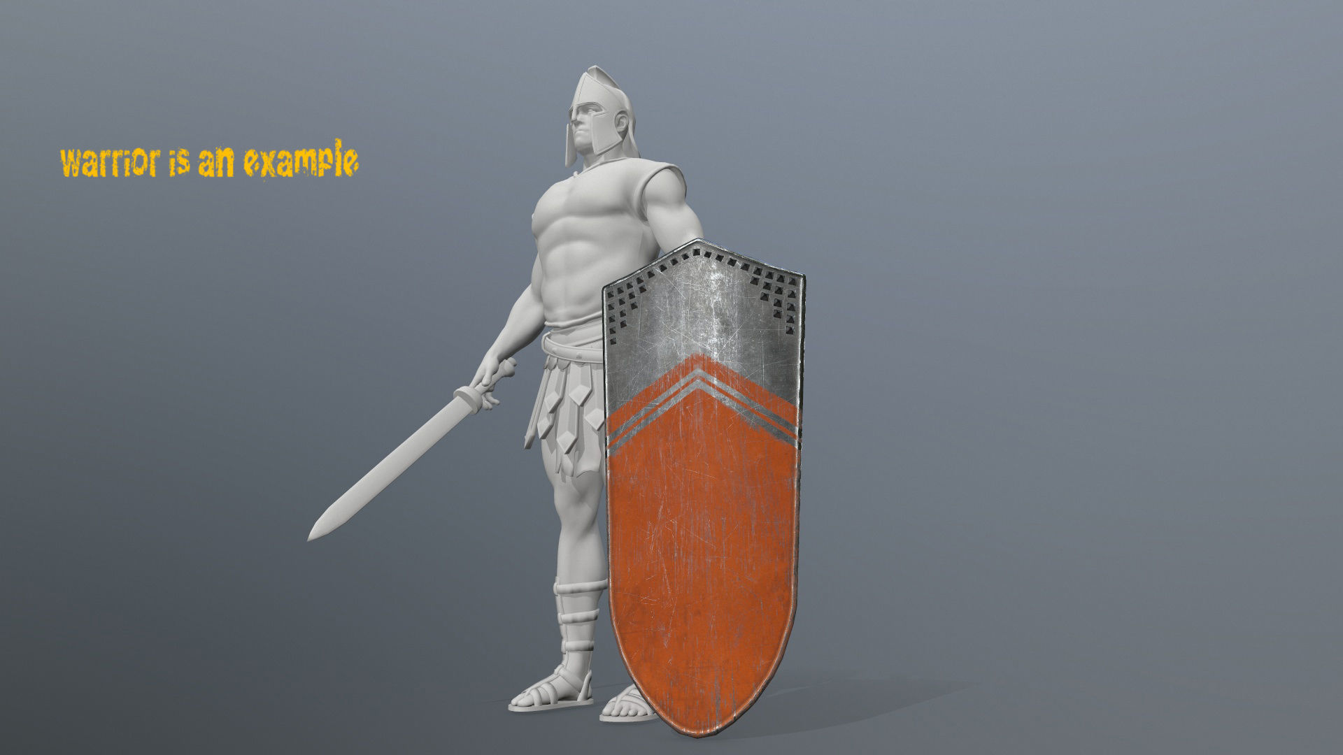 shield set 4 roman soldier holding and sword Low-poly 3D model_13