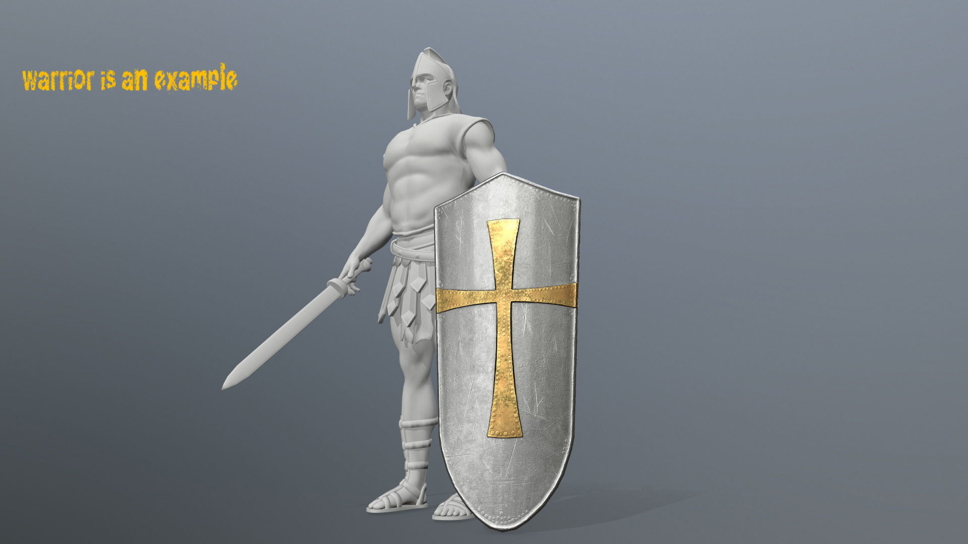 shield set 4 roman soldier holding and sword Low-poly 3D model_11