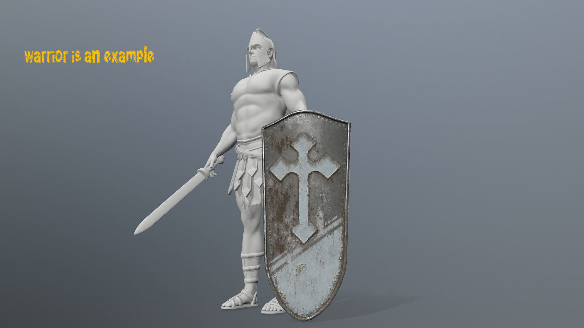 shield set 4 roman soldier holding and sword Low-poly 3D model_9